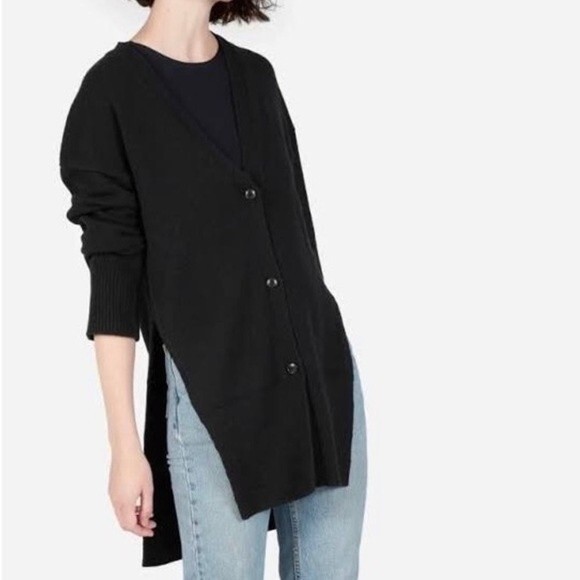 Everlane Black Cashmere Blend Long Button Front Cardigan Sweater Women’s XS - Picture 3 of 11